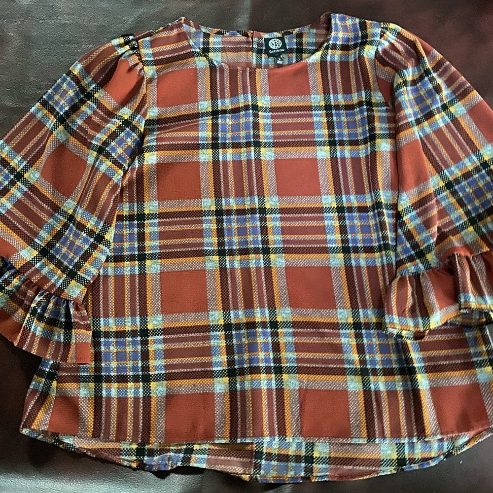 Bobeau plaid women’s blouse boho